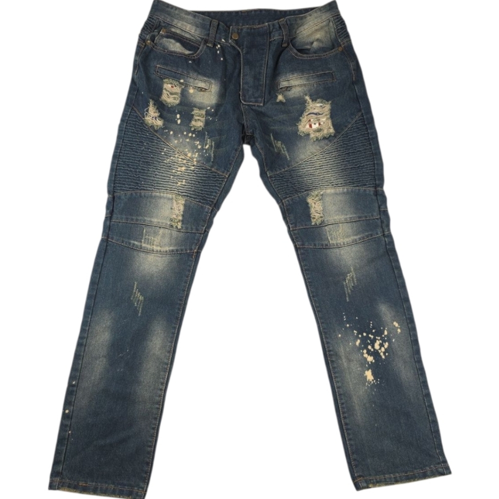 New NITAGUT Distressed America Jeans Men's Size 34x30 Blue Stars And Stripes